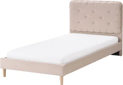 Obrázok produktu pre BELIANI Posteľ béžová zamatové čalúnenie 90 x 200 cm s čelom moderný tradičný štýl detská izba