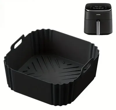 Silikonform für Heißluftfritteuse, quadratisch, 22,5 cm, grau