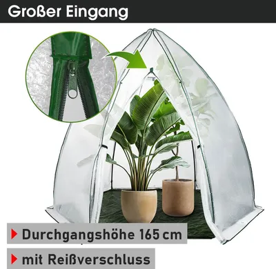 Produktbild von BRAST Überwinterungszelt Foliengewächshaus Mini Gewächshaus | 160x160x180cm | inkl. Reißverschluss | Schnellaufbau | Winterschutz für Pflanzen
