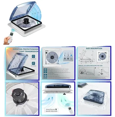 Image de Ventilateur de toit pour camping-car, télécommande, capteur de pluie intelligent, 40 cm, 12 V
