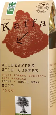 A close-up of a coffee bag with text and graphics.
