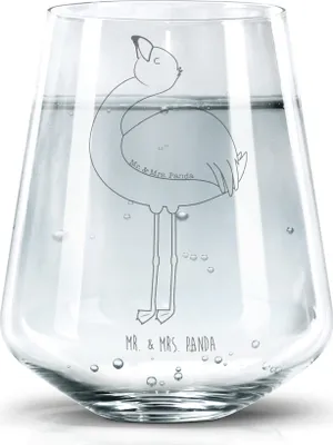 Produktbild von Mr. & Mrs. Panda Glas Flamingo Stolz - Transparent - Geschenk, Freundin, Trinkglas, Rosa, Trinkgefäß, Becherglas, Mama, Wasserglas, Tumbler