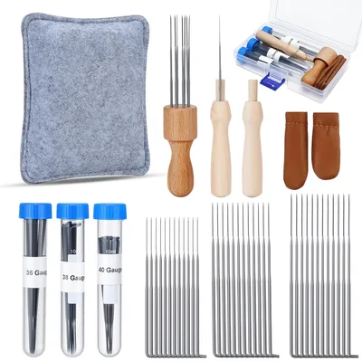 Nadelfilz-Set mit 36 Filznadeln (3 Größen) und Holzgriff