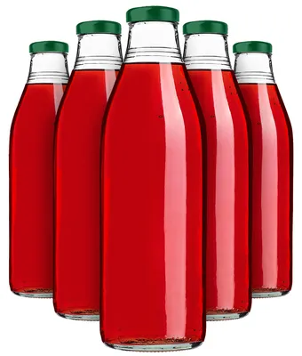 Obrázek produktu pro KADAX láhve na džusy 1 litr, 20 kusů, zelené, skleněné láhve se šroubovacím uzávěrem fi43mm, prázdné láhve na zavařování, zavařovací láhve na plnění džusů a sirupů