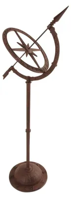 Gusseiserne Sonnenuhr auf Standfuß, antik, rund, 32x25x93 cm
