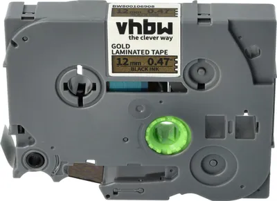 Produktbild von vhbw Schriftband-Kassette kompatibel mit Brother GL H105, 100, 200, H100 Etiketten-Drucker 8m x 12mm Schwarz auf Gold, Kunststoff