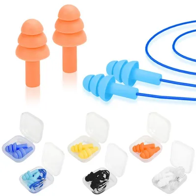 Image de 6 paires de bouchons d'oreille en silicone réutilisables, réduisant le bruit, étanches, disponibles en 6 couleurs