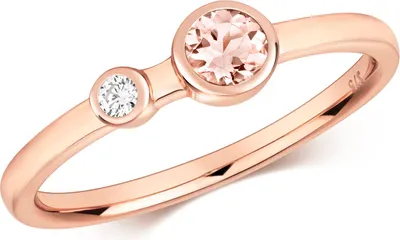 Image de Bague Femme 2 Pierres Or Rose 375/1000 et Diamant Brillant HI - I1 avec Morganite, 57 (18.1); TRS32299RSP