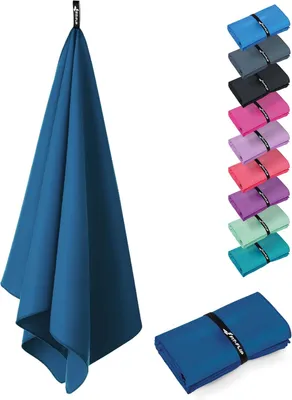 Zdjęcie produktu dla Ręcznik z mikrofibry 180x90 cm, szybkoschnący, na podróż, błękitny
