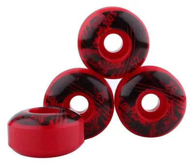 Image de Roues de skateboard de 52 mm x 30 mm, 4 pièces, en polyuréthane (PU), pour longboard, dureté SHR-100A, couleur rouge