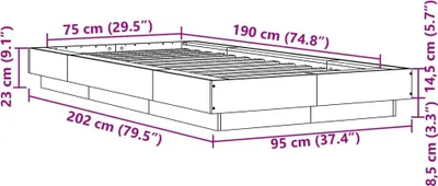 Obrázek produktu pro vidaXL Rám postele s LED betonem šedý 75x190 cm materiál na bázi dřeva