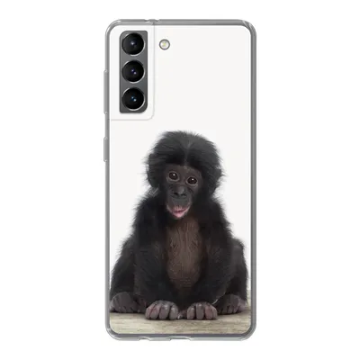 Produktbild von MuchoWow® Handyhülle Schutzhülle Hülle für Samsung Galaxy S21 Kind - Affe - Schimpanse - Babytiere - Jungen - Mädchen Silikon Softcase Handy Hülle - Softcase