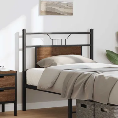 Produktbild von "2026 Promotion" Kopfteil moderne - Braun Eichen-Optik 75 cm Holzwerkstoff und Stahl - Bettkopfteil CC25801