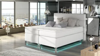 Produktbild von Doppelbett mit Beleuchtung 180x200 ESTORIA - weißes