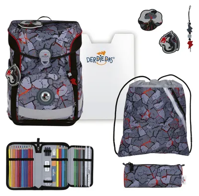 Productafbeelding van DerDieDas schooltas ErgoFlex Easy Set 6-delig Dragon Flame grijs