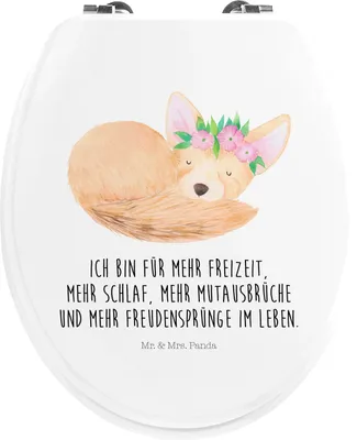 Produktbild von Mr. & Mrs. Panda klo deckel Wüstenfuchs Blumen - Weiß - Geschenk, Glücklich, Afrika, Klobrille, Klo-Deckel, WC Brille, Wüste, Blumenkranz, Sitz, WC-Sitz