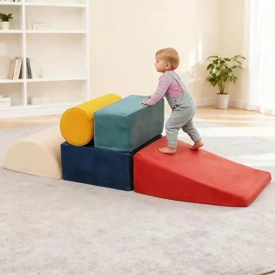 Imagen del producto de Bloques de espuma para niños, juego de escalada interior para bebés, juego de 5 bloques suaves, bloques grandes, bloques de juego, bloques suaves, bloques grandes para bebés, juguete de escalada, varios colores
