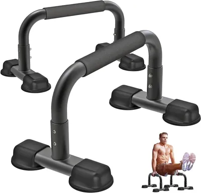 Immagine prodotto di Sbarre per dip - Parallette - Attrezzo per allenamento della forza a casa - Acciaio spesso - Altezza 30 cm - Colore nero