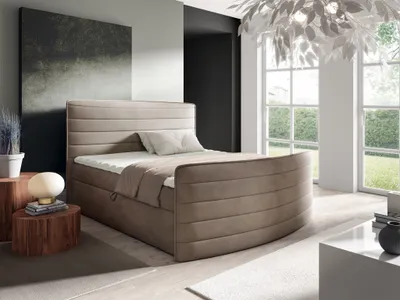 Produktbild von Boxspringbett Schlafzimmerbett AMBRA 180x200cm Stoff Elisa Velvet Cappuccino