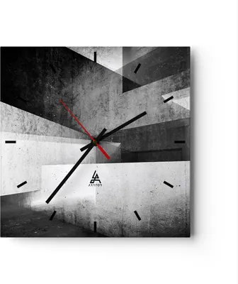 Produktbild von Wanduhr - Quadrat - Glasuhr - Dreidimensional Illusion optisch - 40x40cm - Schleichendes Uhrwerk - Lautlos - zum Aufhängen bereit - Dekoration Modern - Wanddekoration aus Glas - C3AC40x40-4962