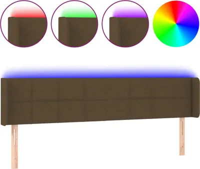 Produktbild von vidaXL LED Kopfteil Dunkelbraun 203x16x78/88 cm Stoff