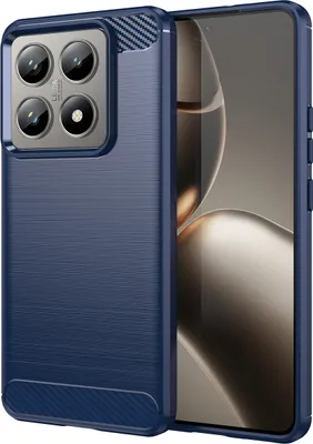 Produktbild von Hülle für Xiaomi 14T / 14T Pro Carbon-Faser Weich TPU Silikon Stoßfest Handyhülle Blau