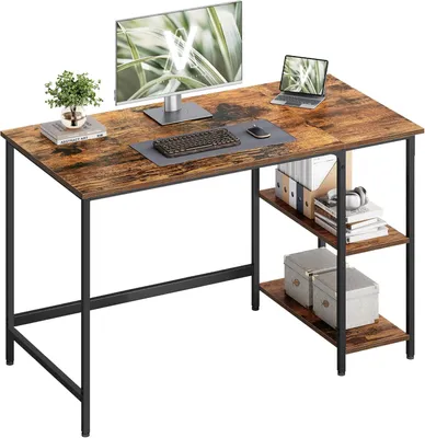 Productafbeelding van Computerbureau met 2 planken - Werktafel 120 x 60 x 76 cm - Spaanplaat en staal