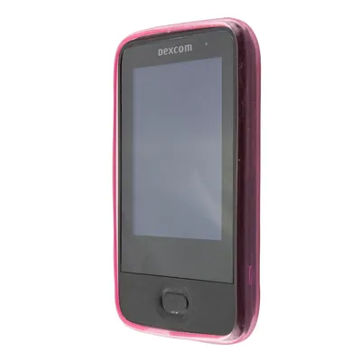 A pink protective case for a Dexcom G6 receiver is shown against a white background.
