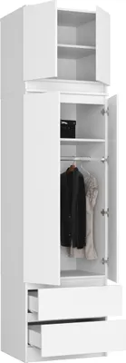 Image de BDW Armoire avec rehausse, 4 portes, blanc