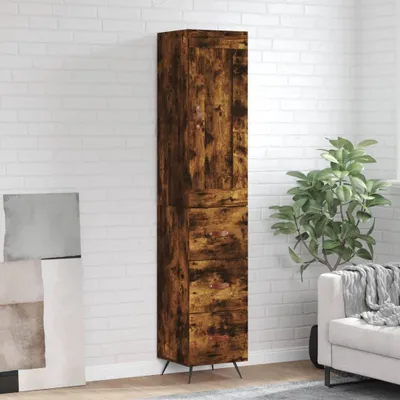 Zdjęcie produktu dla vidaXL Highboard dąb wędzony 34,5x34x180 cm materiał drewnopochodny