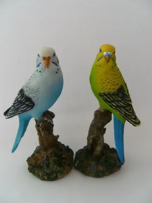 Produktbild von 2 Deko Figuren Wellensittiche 16 cm Figur Dekoration Tier Vogel Vögel Wellensittich