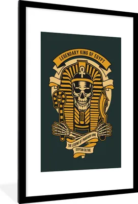 Produktbild von MuchoWow® MuchoWow® Gerahmtes Poster Skelett - Pharao - Retro - Ägypten 60x90 cm - Poster mit zchwarzem Bilderrahmen - Dekoration - Wandposter Wohnzimmer - Hochwertig