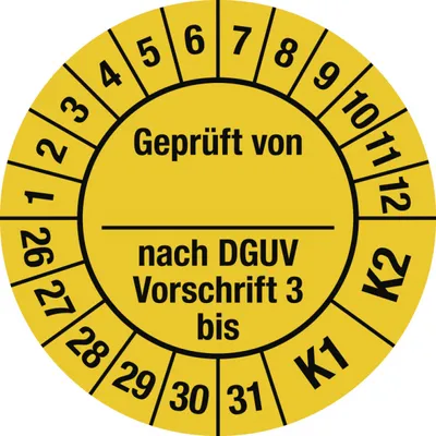 Produktbild von Dreifke® Prüfplakette ...DGUV Vorschrift 3 bis, 2026-2031,Folie,Ø 30 m...