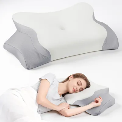 Obrázek produktu pro Ergonomická cestovní podpora krku, s paměťovou pěnou, proti chrápání, z bavlny
