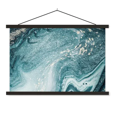 Produktbild von MuchoWow® Textilposter Edelsteine - Blau - Natur - Marmor - Abstrakt 90x60 cm mit schwarzem Rahmen - Aufhängungssatz