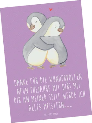 Produktbild von Mr. & Mrs. Panda Postkarte 9. Hochzeitstag Keramikhochzeit - Lavendeltraum - Geschenk, Geschenke, Heiraten, Feier, einzelkarte, Postkarten, Grußkarte, Fotokarte, Ehe