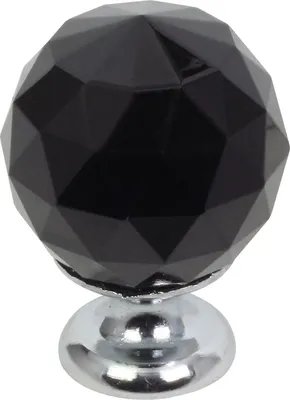 Produktbild von Domino Elegante Crystal Palace Möbelknopf 30mm in Chrom & Schwarz |Kristallknöpfe,  Robustes Glas-Design |Möbelknöpfe | Glamouröser Stil | Perfekt für Schränke und Kommoden
