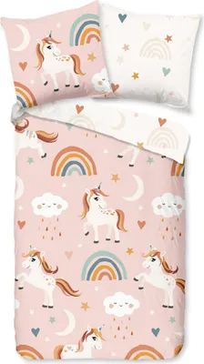 Produktbild von Duvet cover Pure 135x200 + 1* 80x80 cm - unicorn with rainbows
