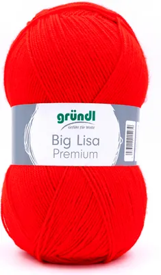 Zdjęcie produktu dla Gründl Big Lisa Premium 250 g/665 m duża piłka, 100% poliakryl, 79 czerwony sygnałowy