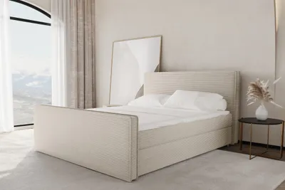 Produktbild von Boxspringbett Schlafzimmerbett CELES 140x220cm Stoff Poso Creme
