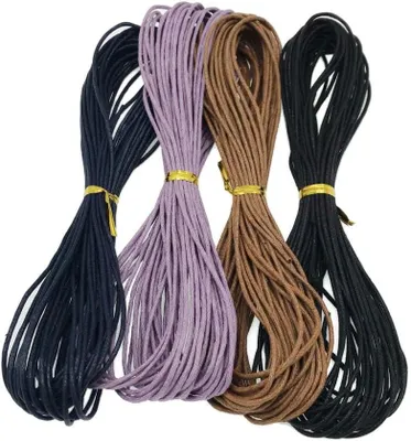 Produktbild von 4 x 10 m gewachste Baumwollkordel, geflochtene Schnur für DIY-Bastelarbeiten mit Perlen, 1,5 mm