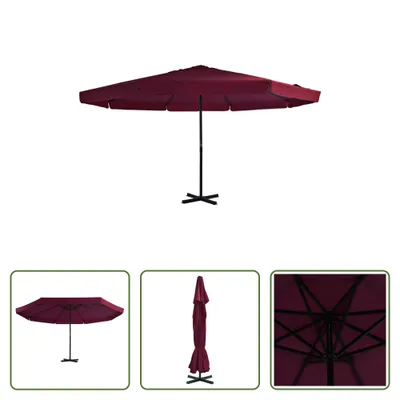 Produktbild von The Living Store Sonnenschirm mit Aluminium-Mast 500 cm Bordeauxrot