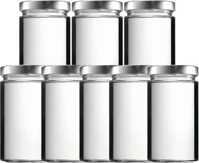 Obrázek produktu pro Sklenice na zavařování, objem 700 ml, 8 kusů, skleněné nádoby na skladování, se šroubovacím víkem, vhodné na zavařování
