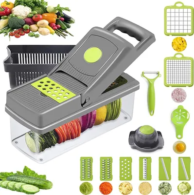 Produktbild von Mandoline Gemüsehobel, 13 in 1 Gemüseschneider Verstellbar, Multifunktion Gemüsehobel