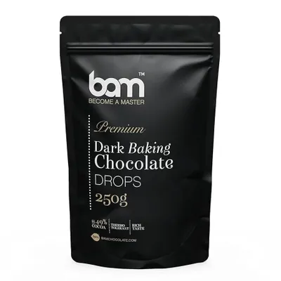 Produktbild von BAM Dunkle Hitzebeständige Schokolade - Kuvertüre - Schokoladen Drops - 250 g