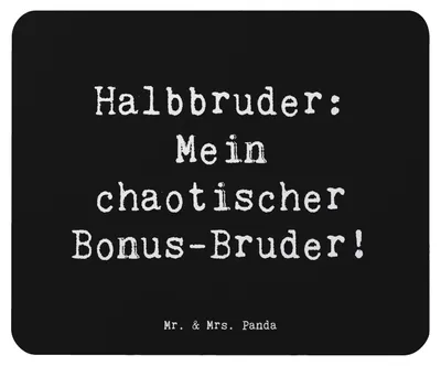 Produktbild von Mr. & Mrs. Panda Mouse Pad Spruch Halbbruder Chaos - Schwarz - Geschenk, handgemacht, Familie, Geschwister, Mauspad, Beziehung, einzigartige Designs, pc mousepad, Liebe