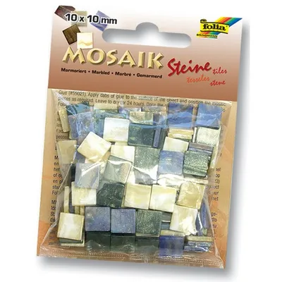 Immagine prodotto di Pietre per mosaico Folia, 10x10mm, 190 pezzi, resina sintetica, miscela di marmo, blu