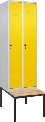 Produktbild von C+P Garderobenschrank "Classic Plus", Abteilbreite 30 cm, mit Sitzbank, Verkehrsgelb (RAL 1023), 212x60x50 cm/ 2 Fächer