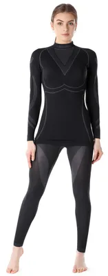 Produktbild von Ladeheid Damen Funktionsunterwäsche Set Langarm Shirt Lange Unterhose Thermoaktiv LAGI006 (Schwarz/Graphite, M)