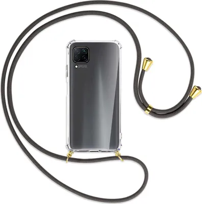 Produktbild von Handykette Backcover-Schutzhülle mit Band (Metall goldfarben) für Huawei P40 lite - dunkelgrau